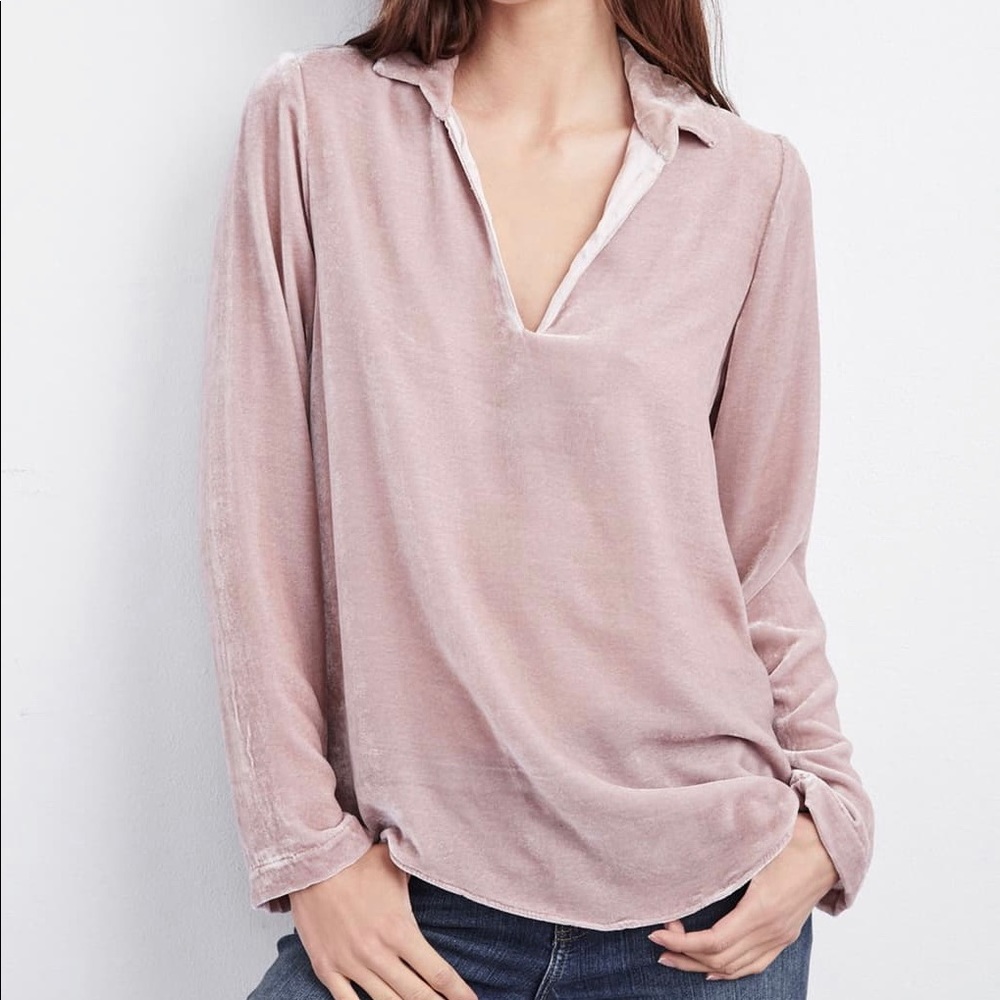 Velvet by Graham and Spencer Pink Velvet Top